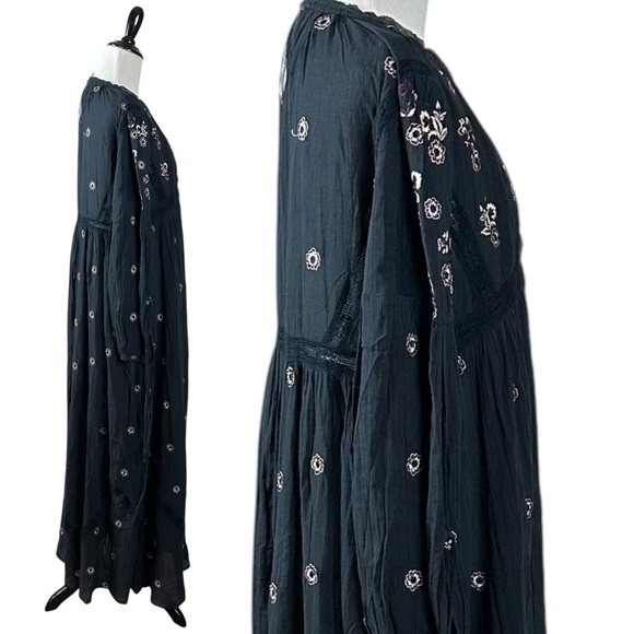 Free People Witchy Bohemian Maxi Dress Black NEW Stevie Nicks Size Small - Picture 6 of 13